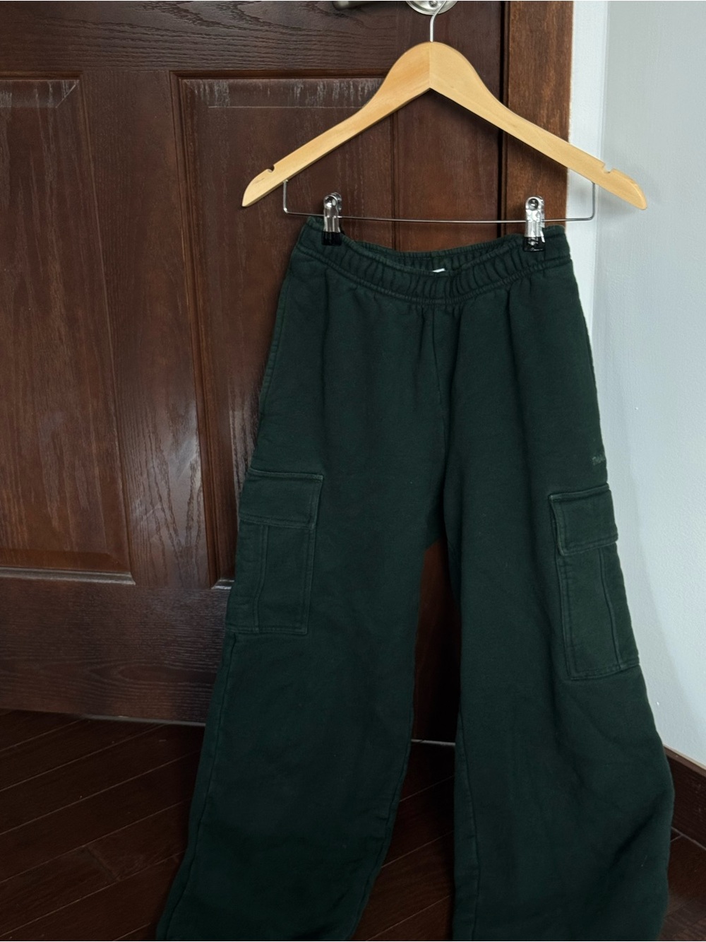 TNA Dark Green Cargo Joggers - Wide Leg Track Pants